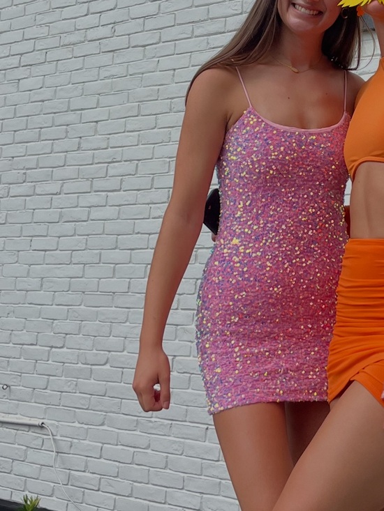 Lucy in the Sky Dresses & Skirts - Lucy in the Sky Pink Sequin Spaghetti-Strap Mini Dress
